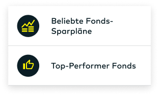 Die Menüpunkte 'Beliebte Fonds-Sparpläne' und "Top-Performer Fonds' werden angezeigt.