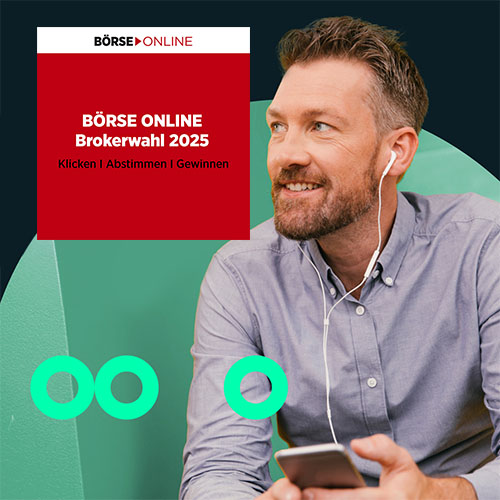 Ein rotes Banner: "BÖRSE ONLINE Brokerwahl 2025 Klicken | Abstimmen | Gewinnen."