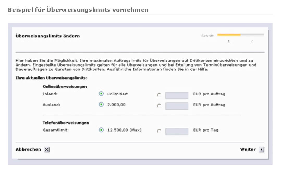 Überweisungslimits Einrichten | Comdirect.de